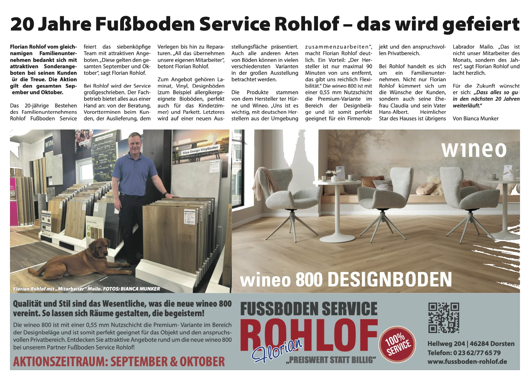 Zeitungsartikel zum 20-jährigen Jubiläum